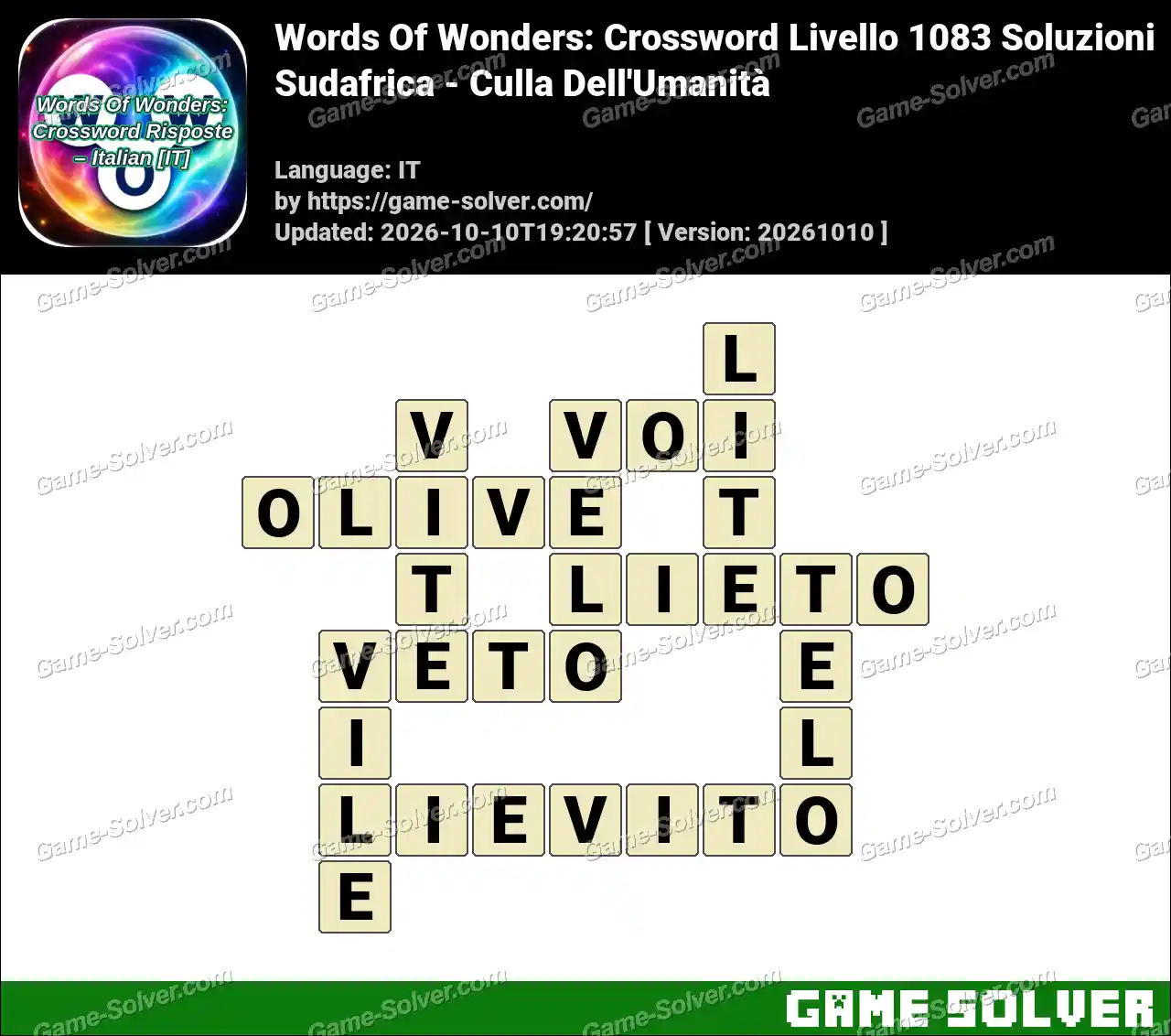 Words Of Wonders: Crossword Livello 1083 Soluzioni – Sudafrica – Culla Dell’Umanità